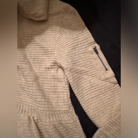 Athleta Whistler Sweater Hoodie Ribbed Coat,Cocoon Heather - Picture 3 of 4